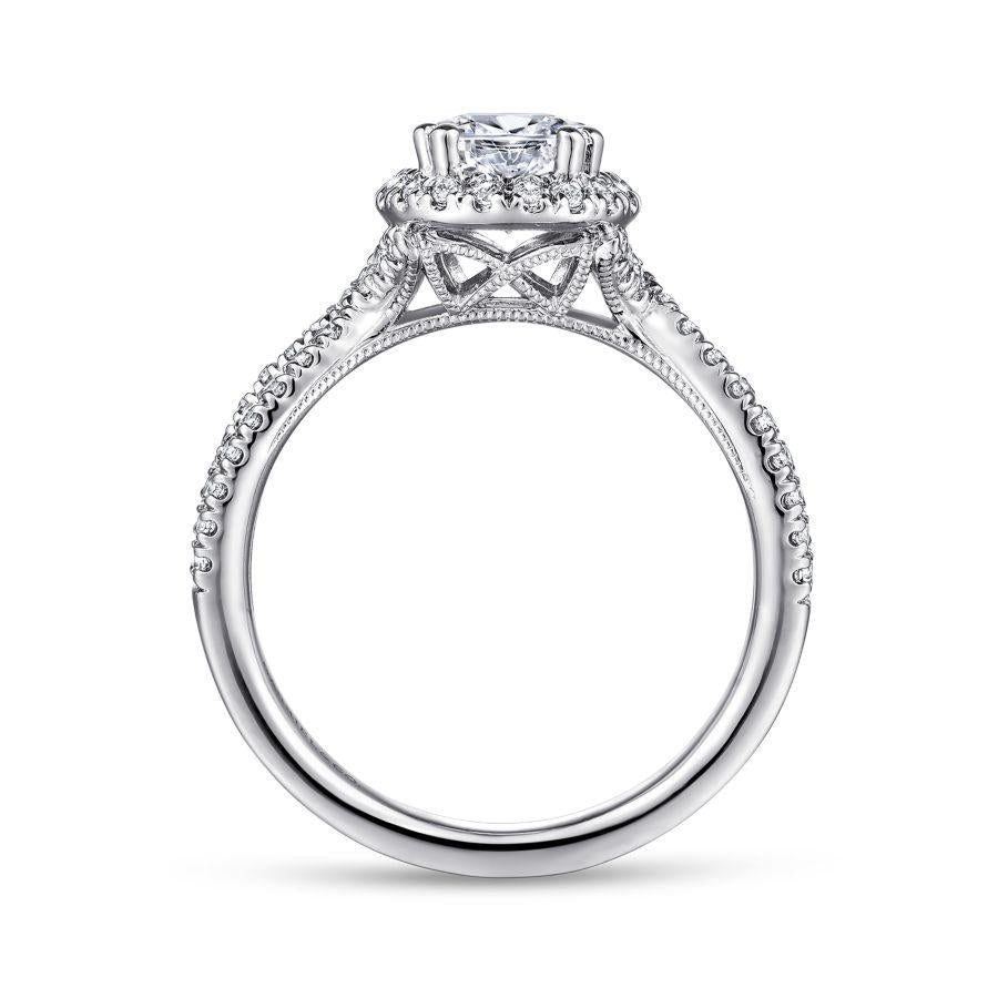 14k white gold pear shape halo diamond engagement ring