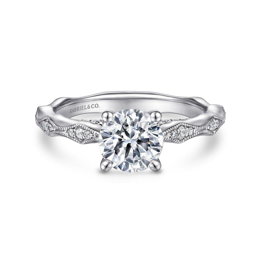 14k white gold round diamond engagement ring