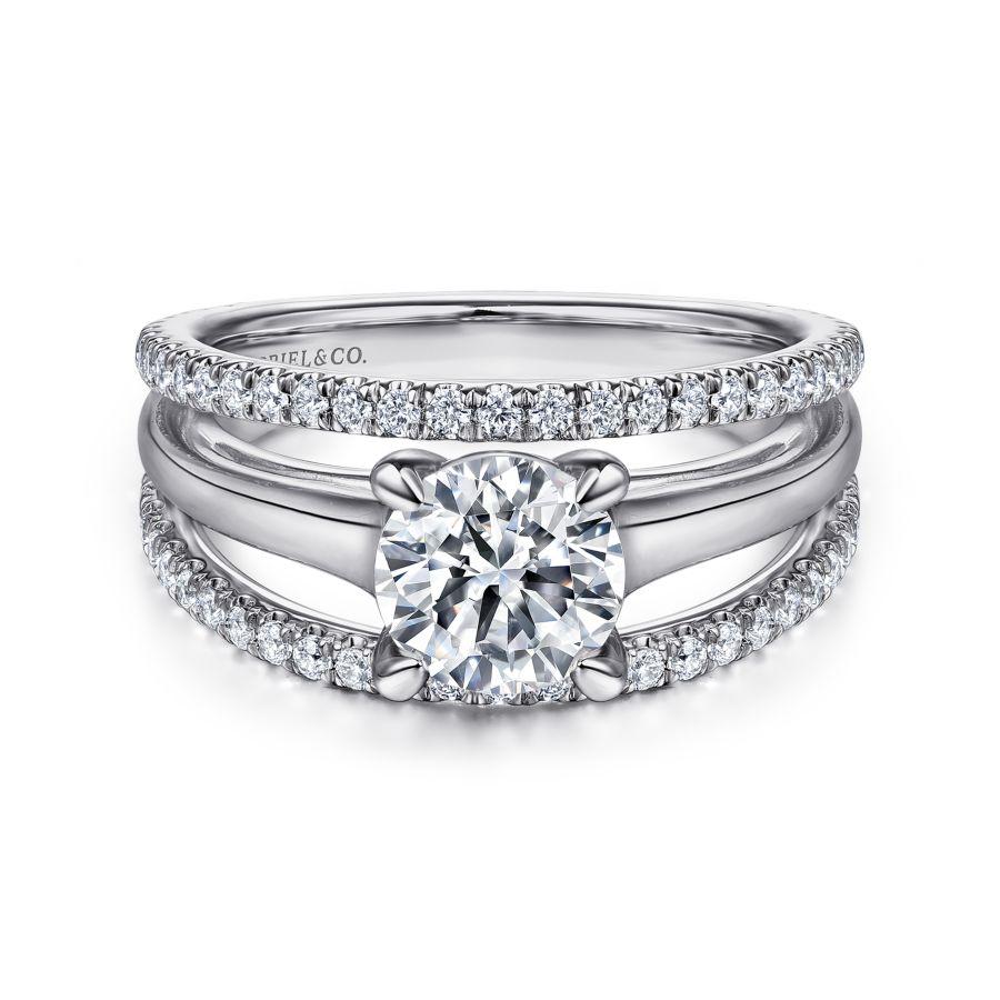 14k white gold round diamond engagement ring