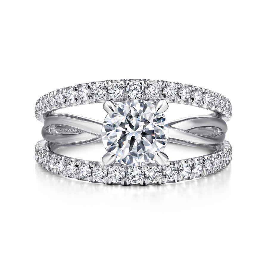 14k white gold round diamond engagement ring