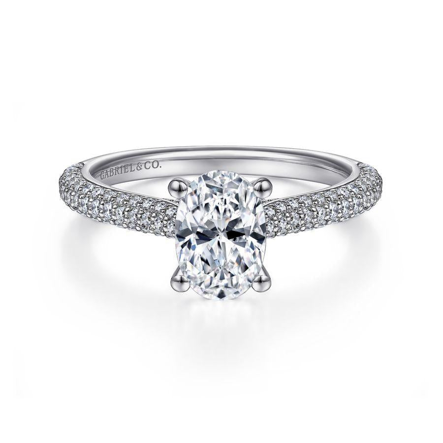 14k white gold oval diamond engagement ring