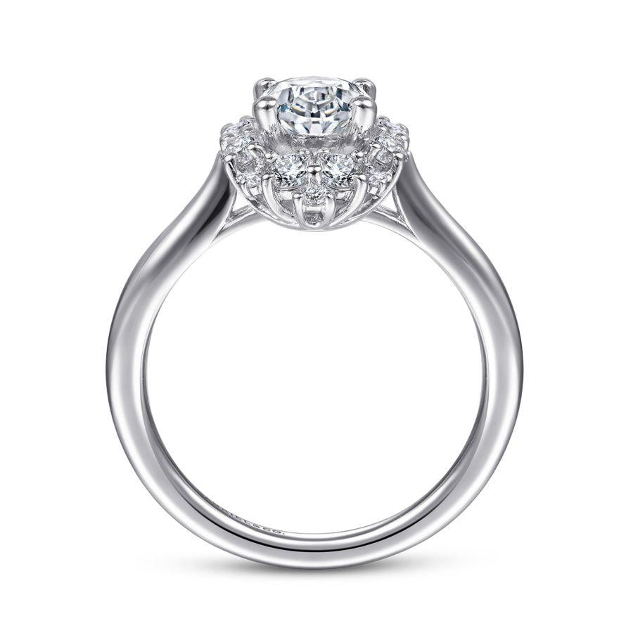 14k white gold oval halo diamond engagement ring