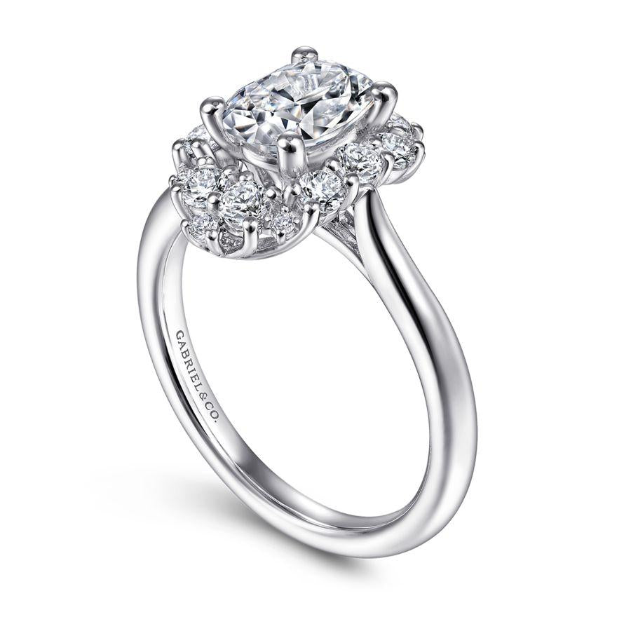 14k white gold oval halo diamond engagement ring