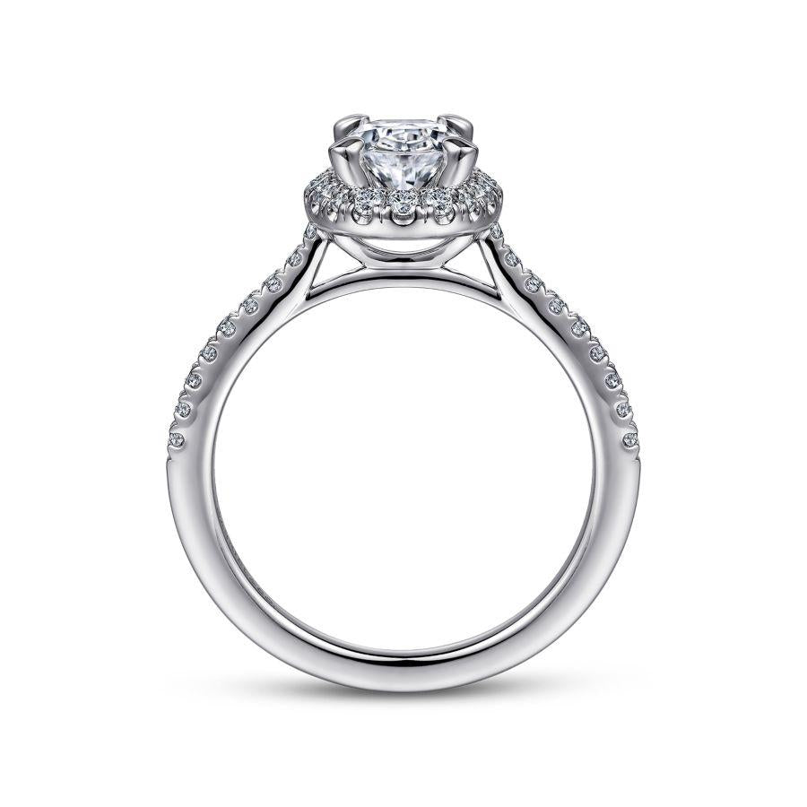 14k white gold oval halo diamond engagement ring