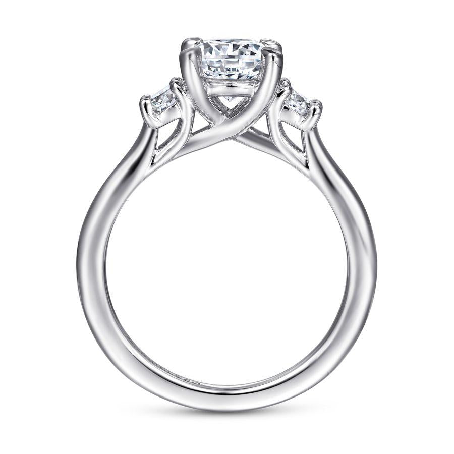 14k white gold round 3 stone diamond engagement ring
