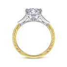 vintage inspired 14k white-yellow gold round diamond engagement ring