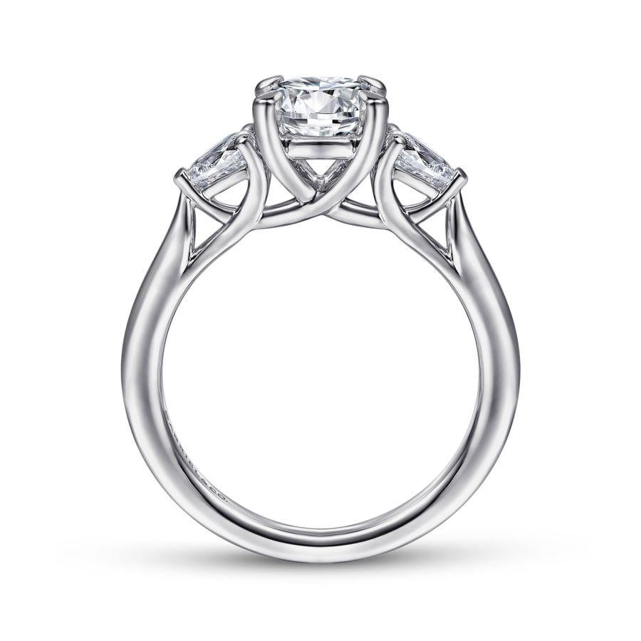 14k white gold round 3 stone diamond engagement ring