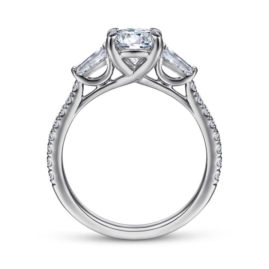 14k white gold round 3 stone diamond engagement ring