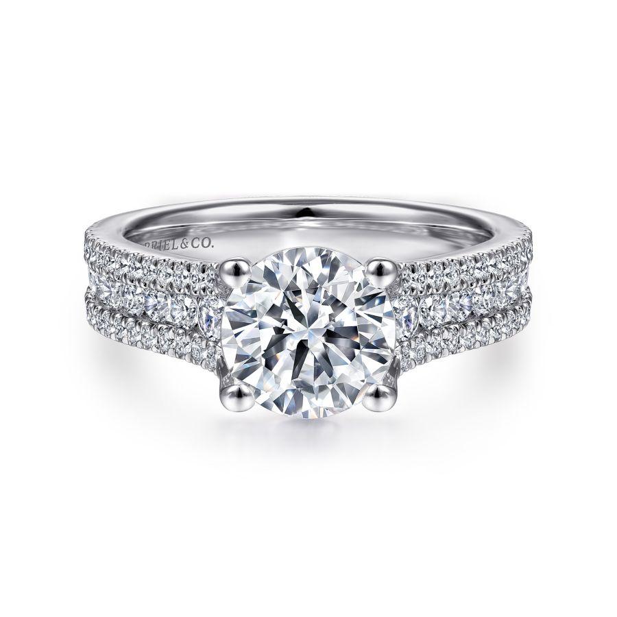 14k white gold round diamond engagement ring