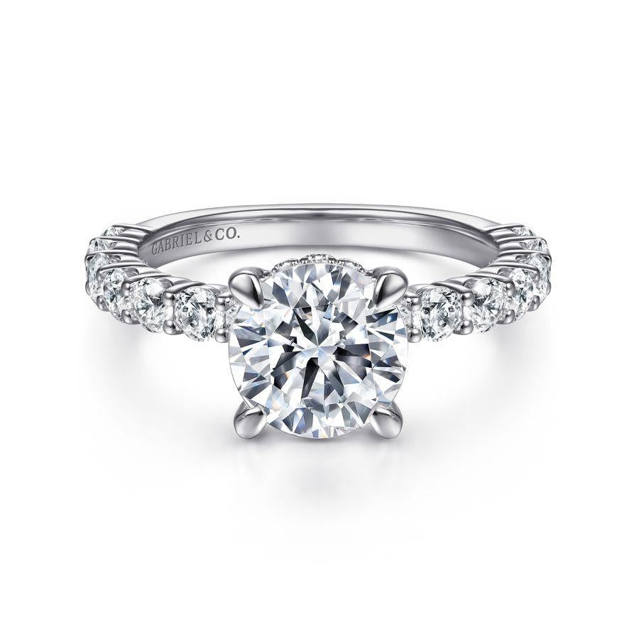 14k white gold round diamond engagement ring