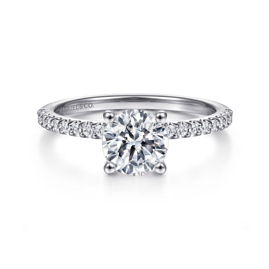 14k white gold round diamond engagement ring