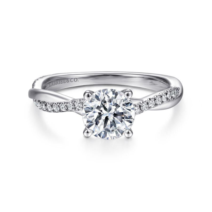 14k white gold round diamond engagement ring