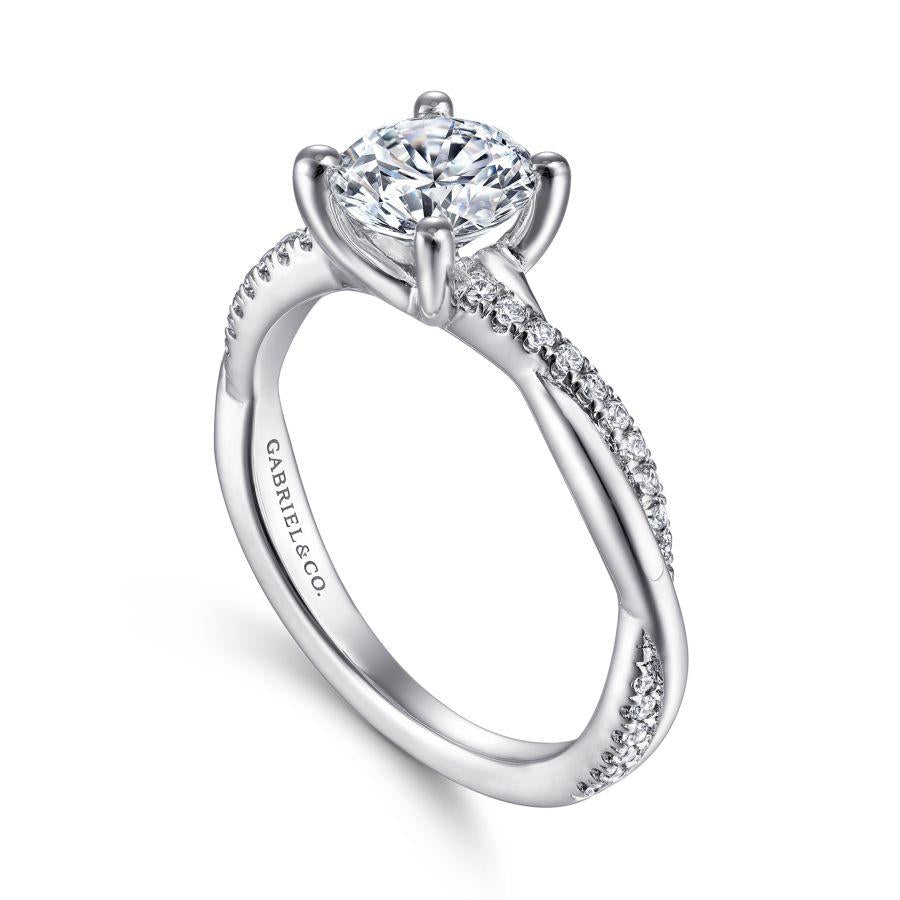14k white gold round diamond engagement ring