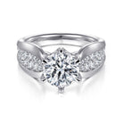 14k white gold wide band round diamond engagement ring