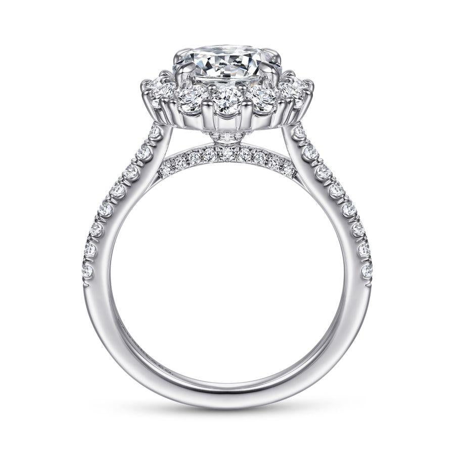 14k white gold round halo diamond engagement ring