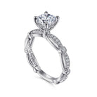 vintage inspired 14k white gold round diamond engagement ring