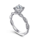 14k white gold twisted round diamond engagement ring