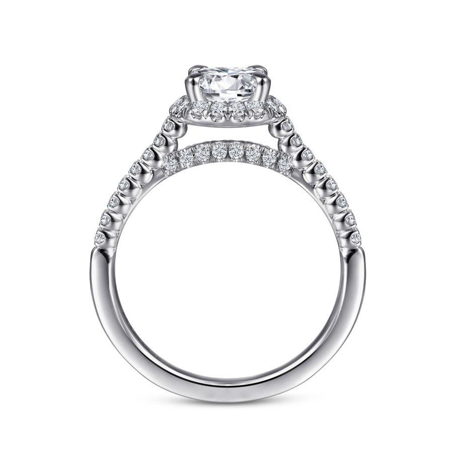 14k white gold round halo diamond engagement ring