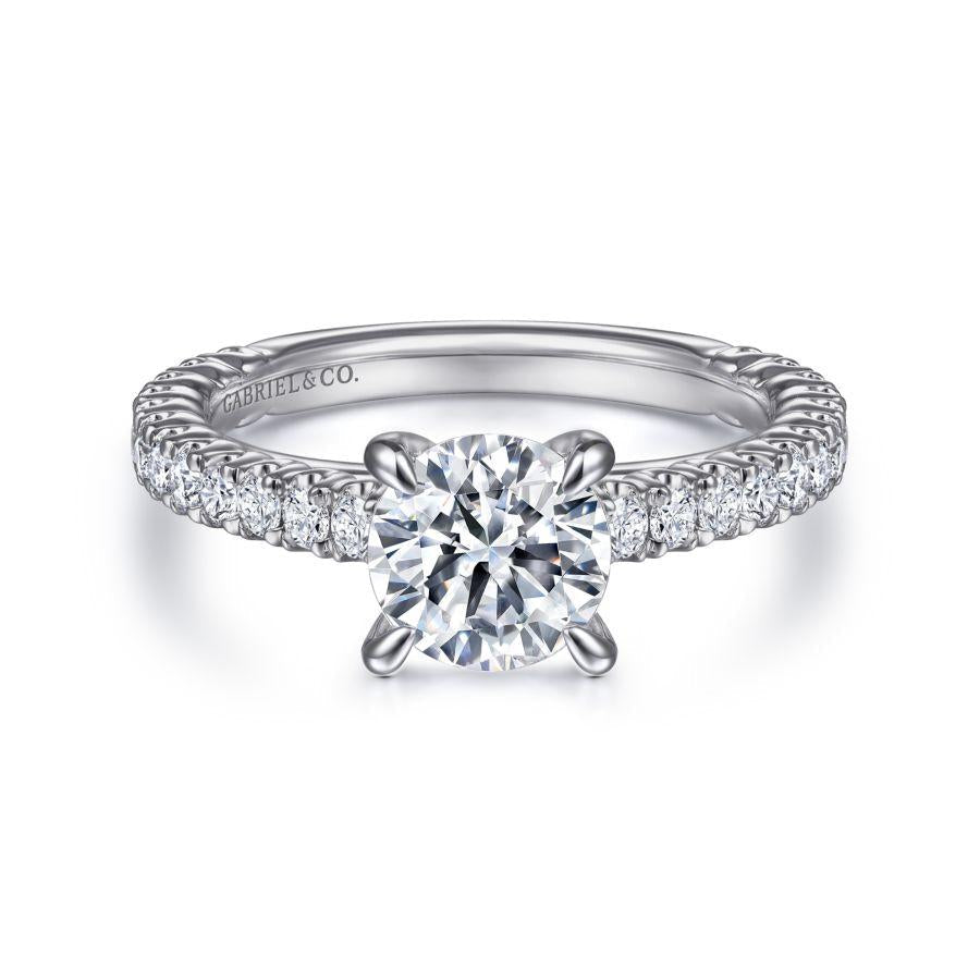 14k white gold round diamond engagement ring