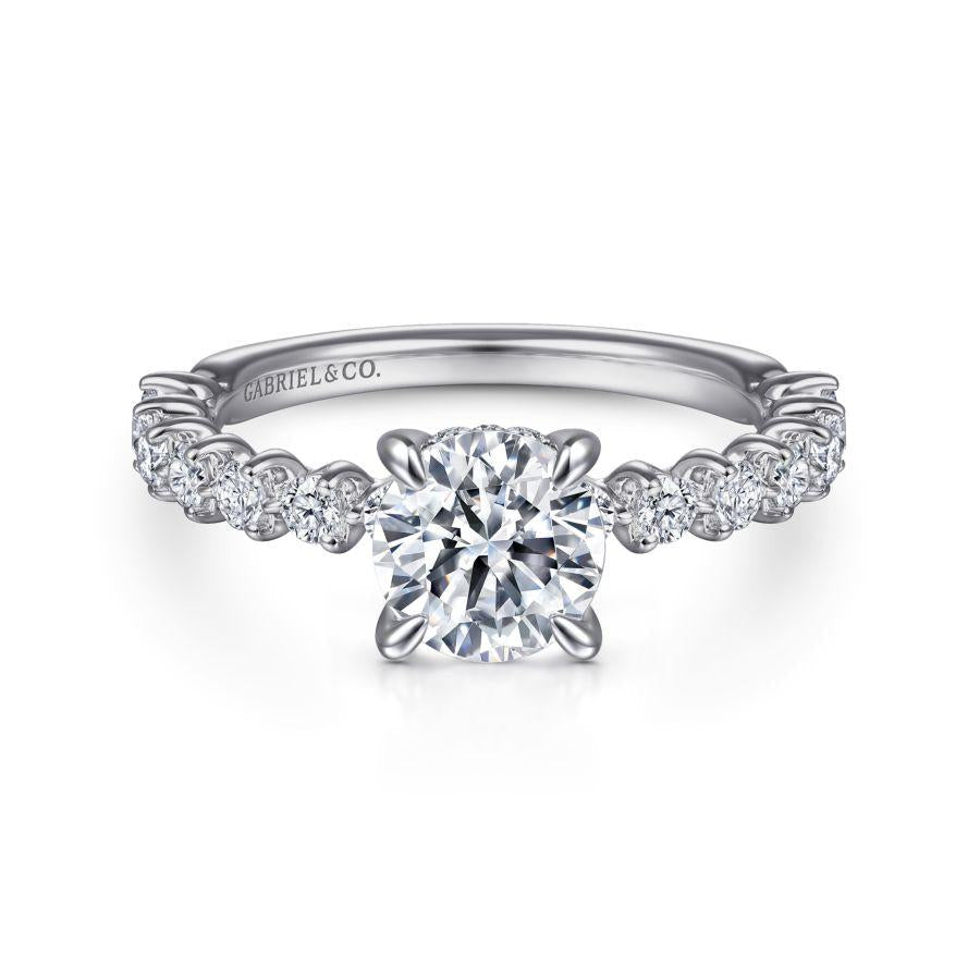 14k white gold round diamond engagement ring