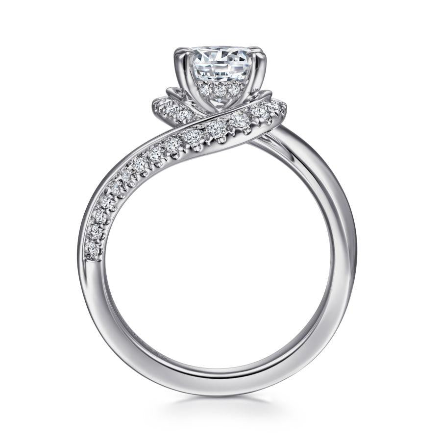 14k white gold bypass round diamond engagement ring