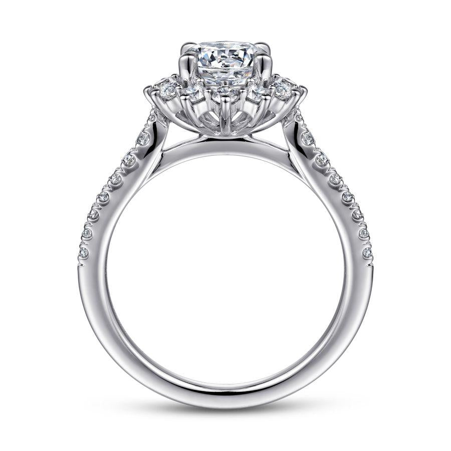 14k white gold fancy halo round diamond engagement ring