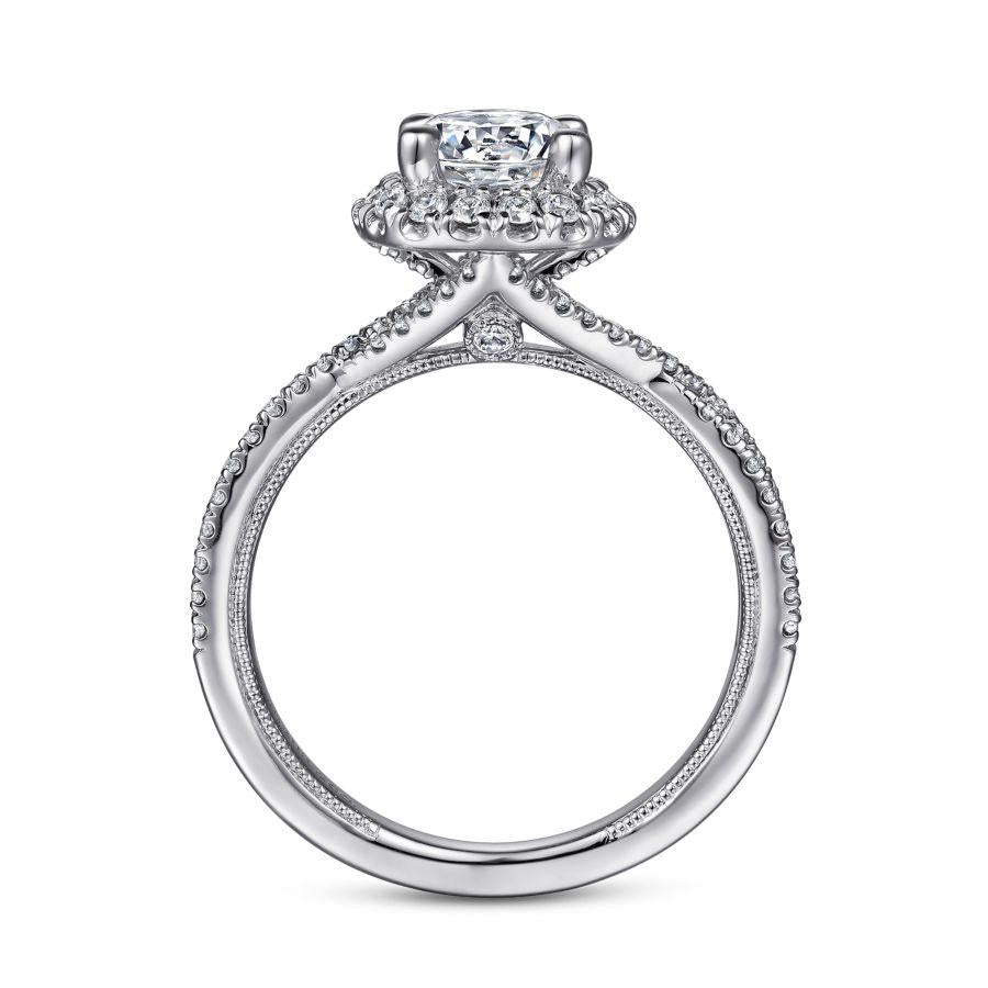 14k white gold round halo diamond engagement ring