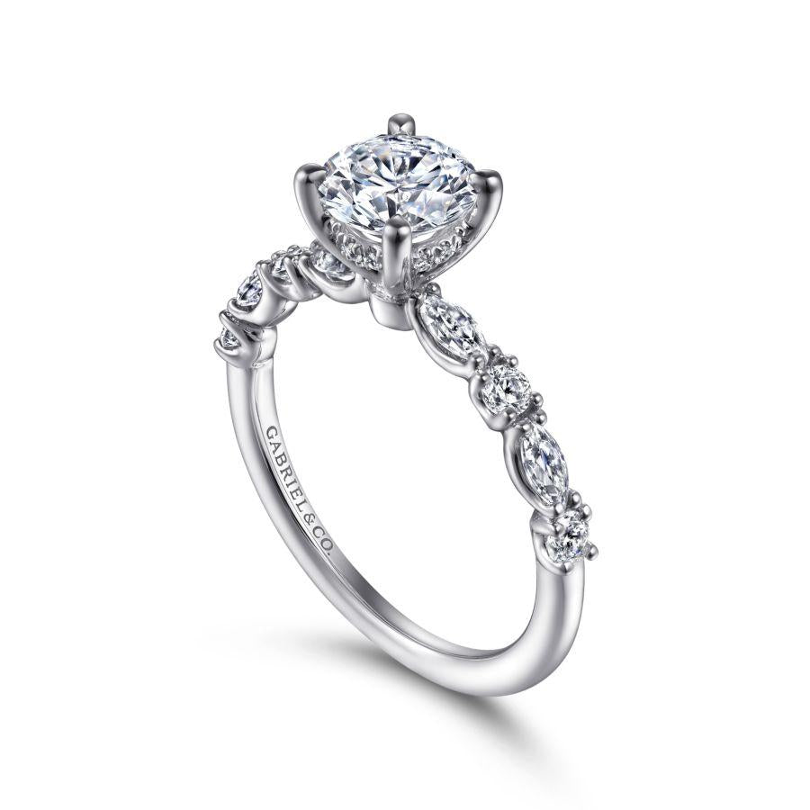 14k white gold round diamond engagement ring