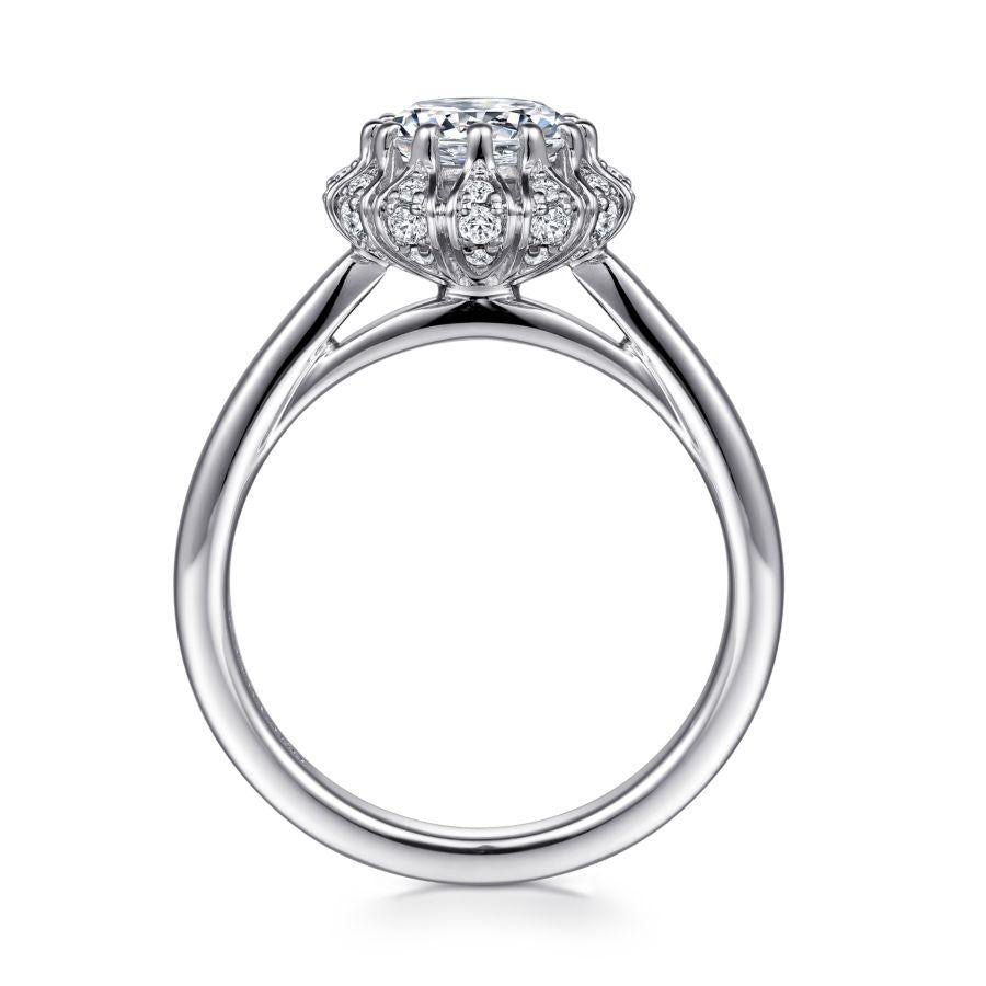 14k white gold round halo diamond engagement ring