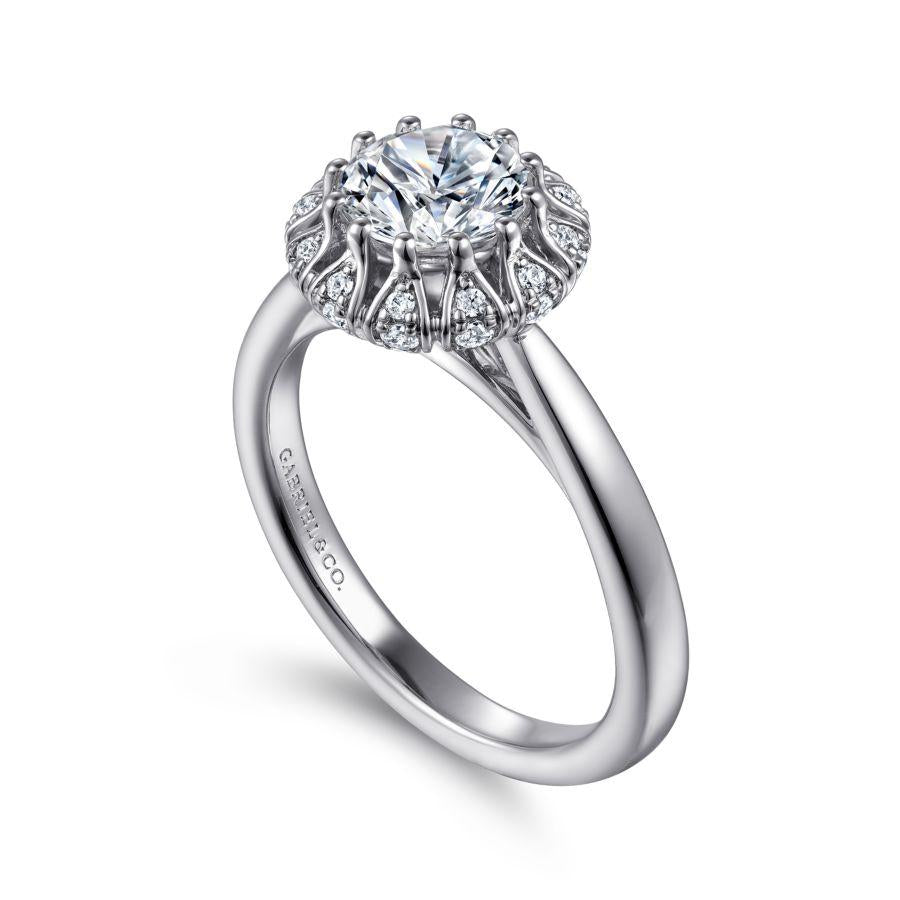 14k white gold round halo diamond engagement ring