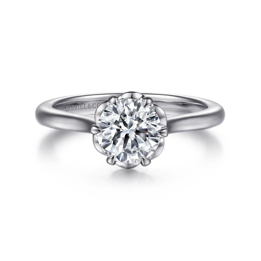 14k white gold round diamond engagement ring