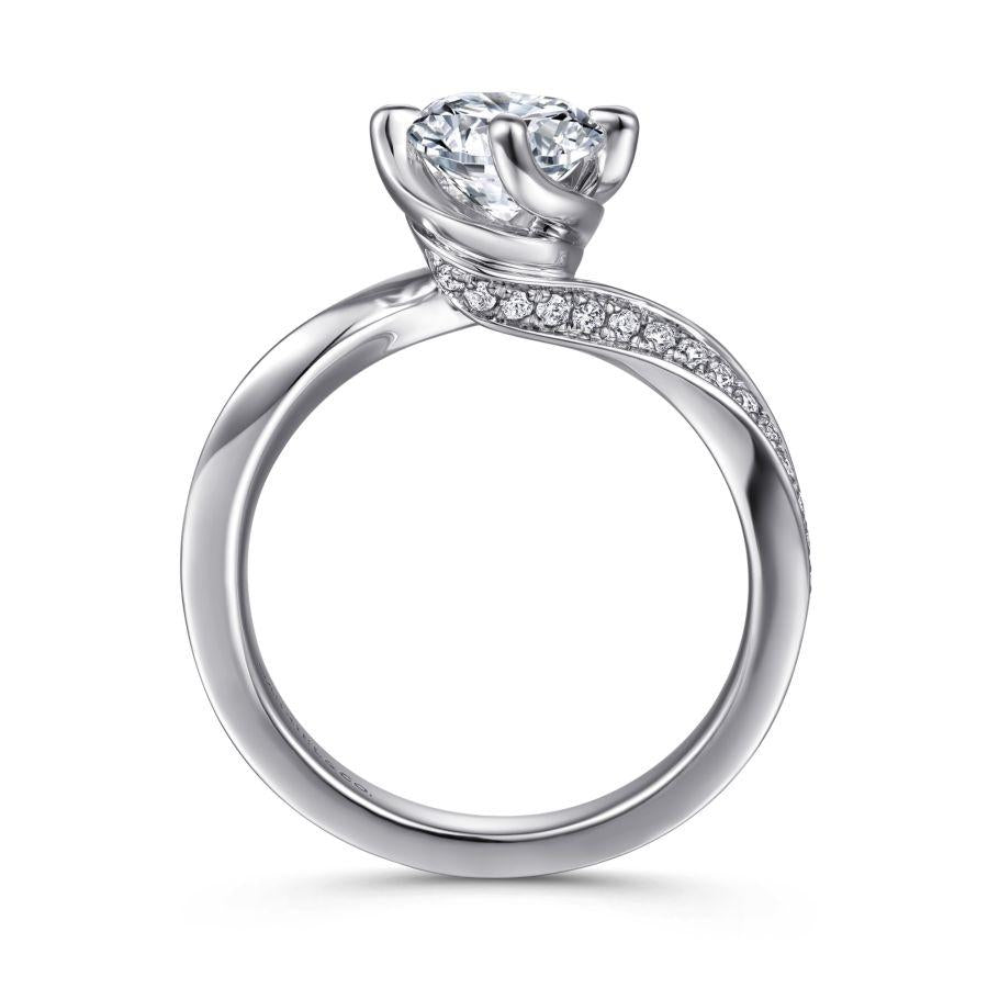 14k white gold bypass round diamond engagement ring