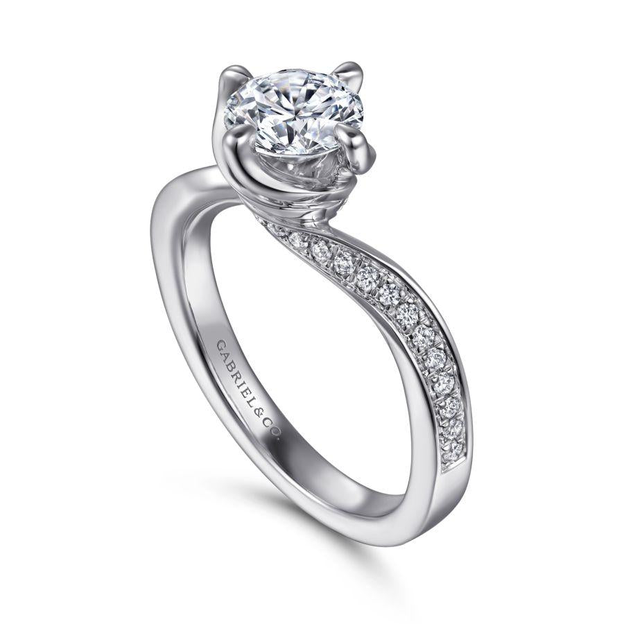 14k white gold bypass round diamond engagement ring