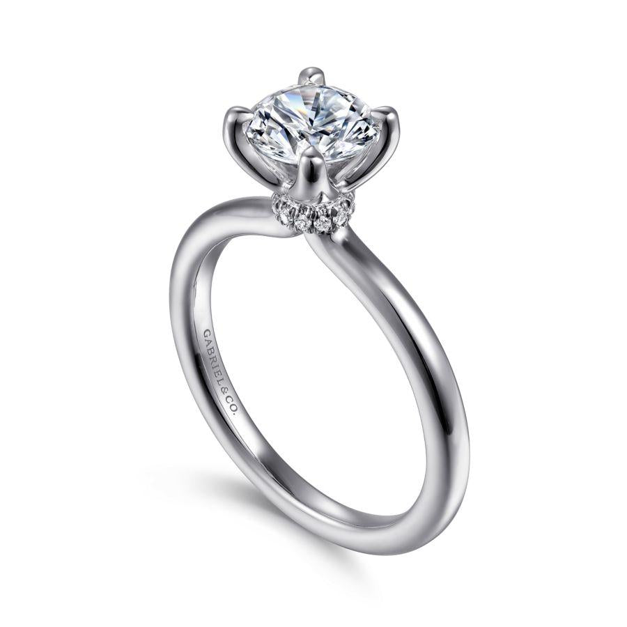 14k white gold round solitaire diamond engagement ring