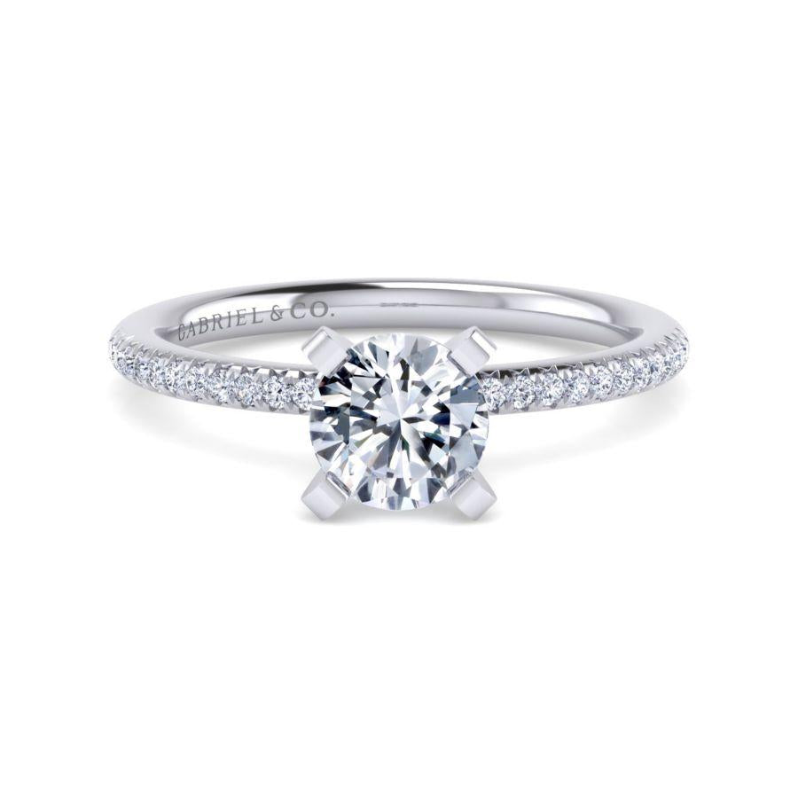 14k white gold round diamond engagement ring