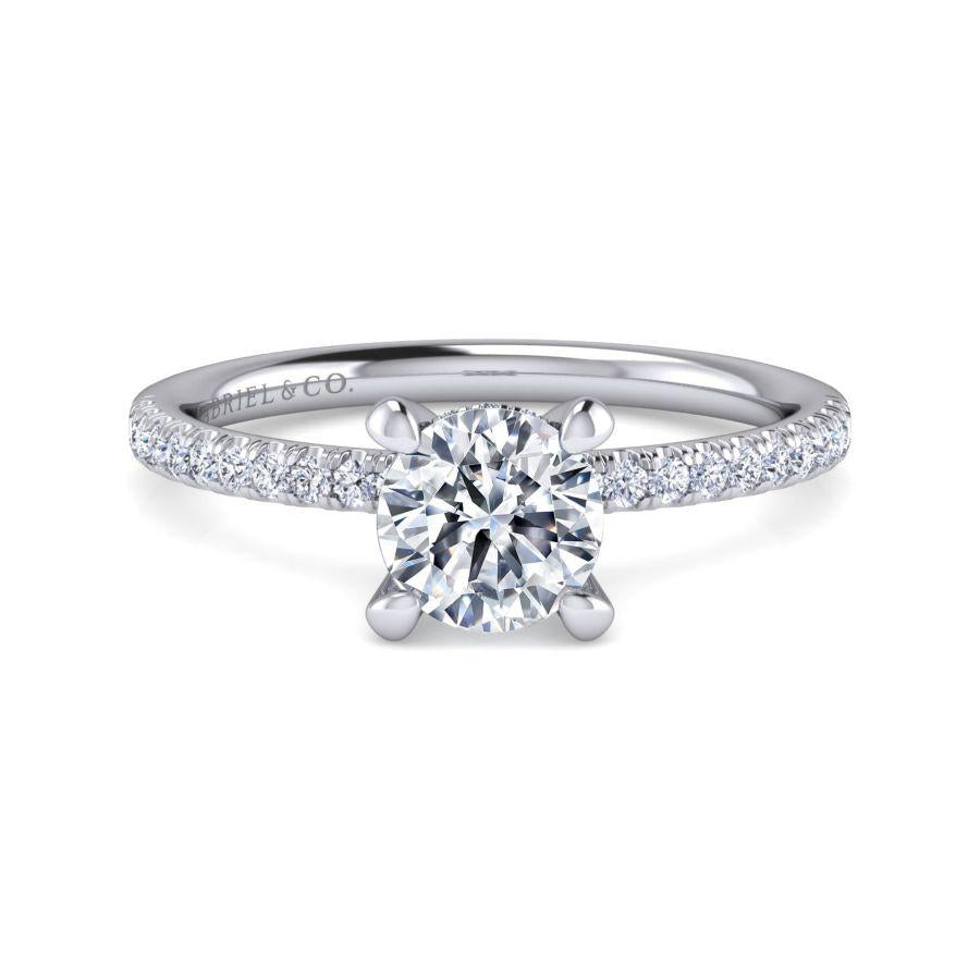 14k white gold round diamond engagement ring