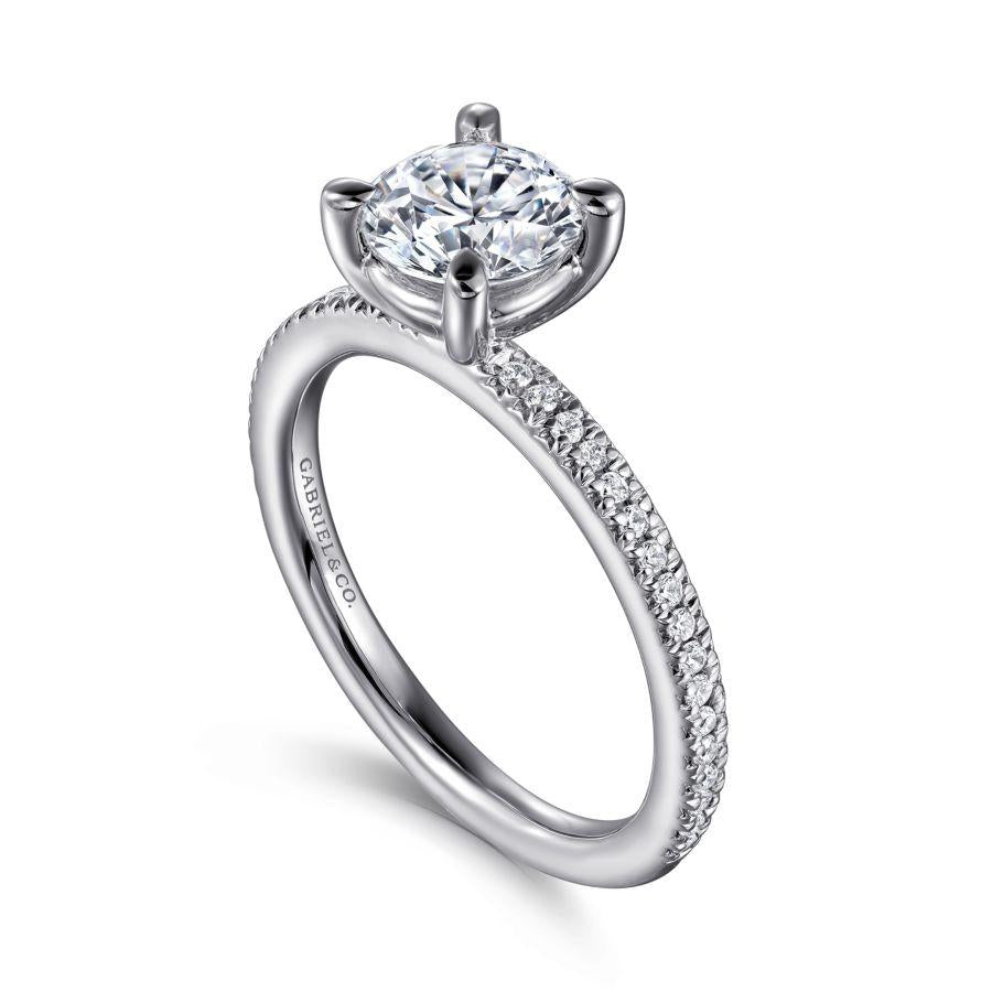 14k white gold round diamond engagement ring