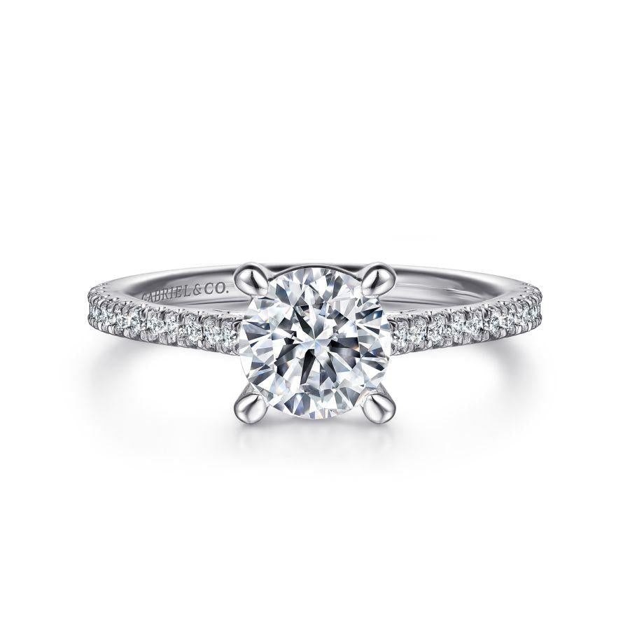 14k white gold round diamond engagement ring