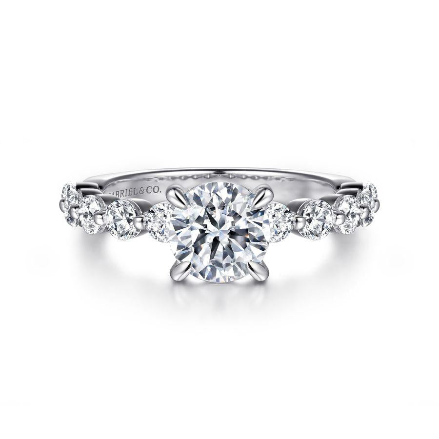 14k white gold round single prong diamond engagement ring