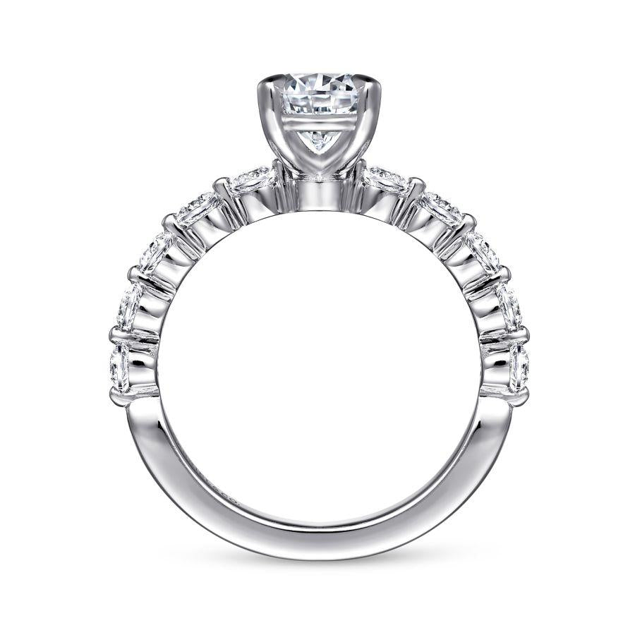 14k white gold round single prong diamond engagement ring