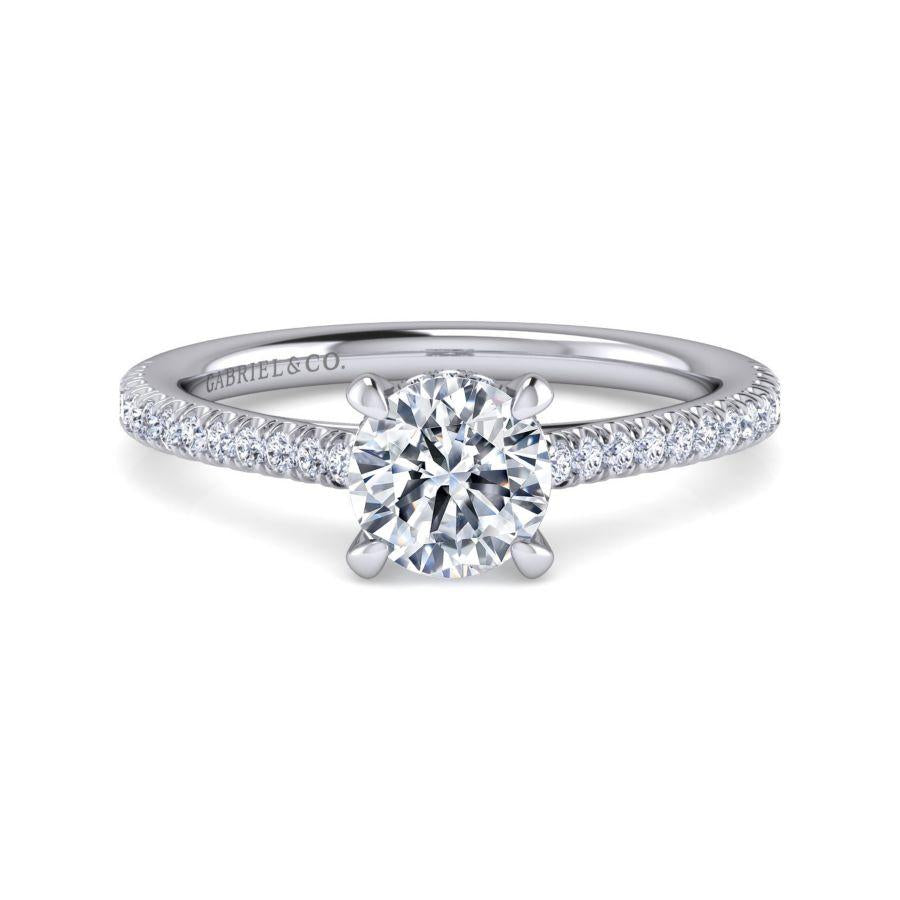 14k white gold round diamond engagement ring