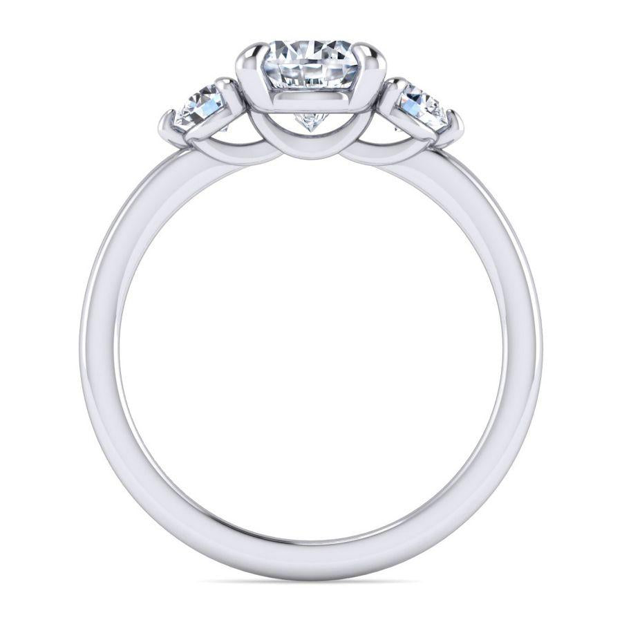 14k white gold round three stone diamond engagement ring