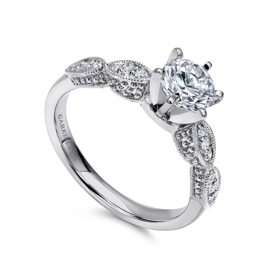 14k white gold round diamond engagement ring