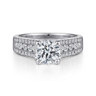 14k white gold round wide band diamond engagement ring