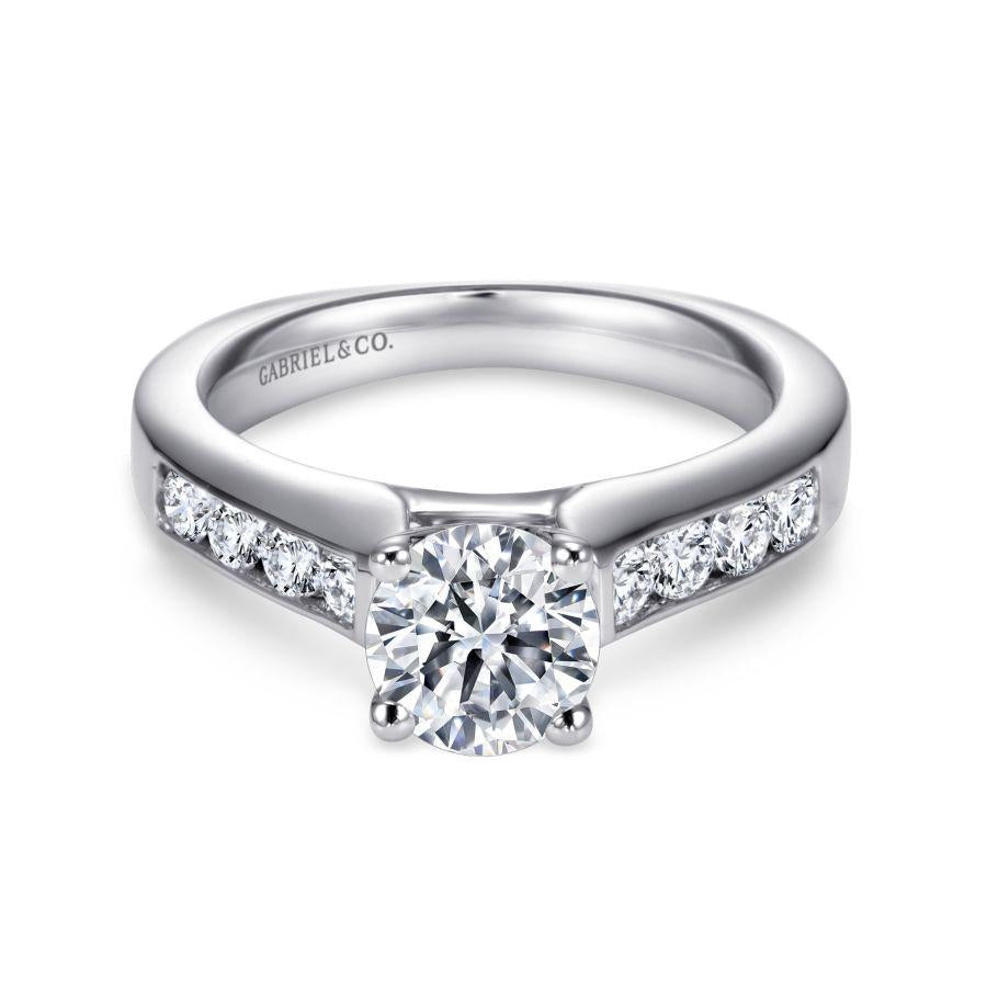 14k white gold round diamond engagement ring