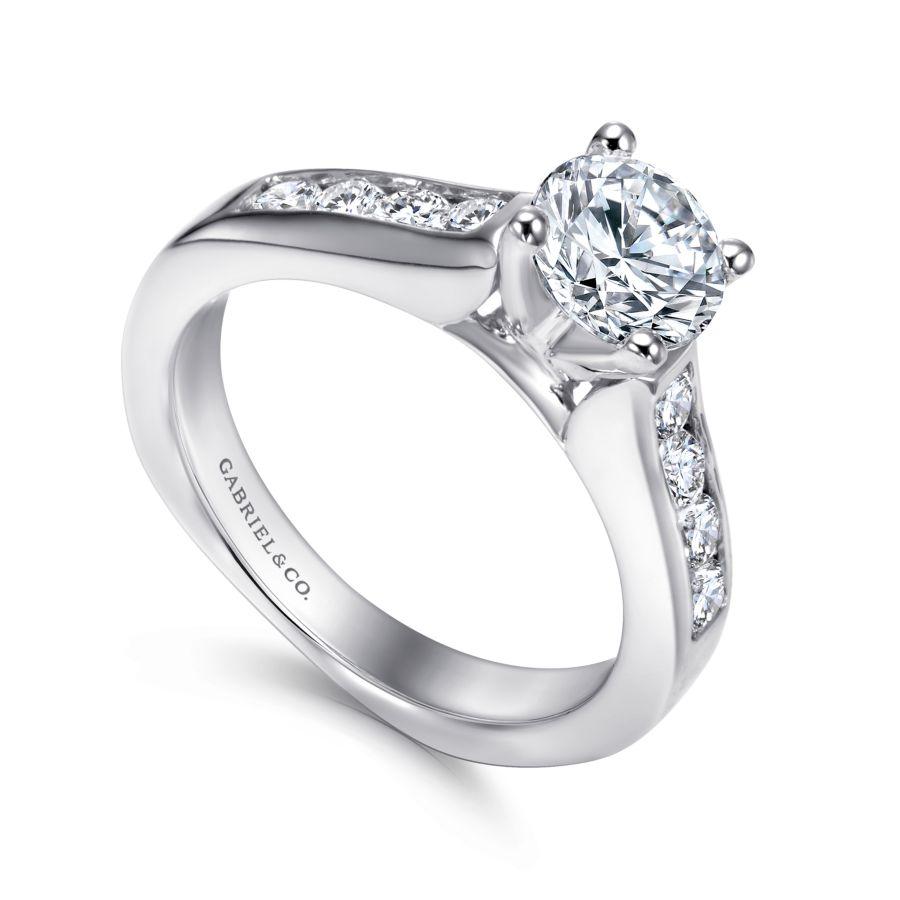 14k white gold round diamond engagement ring