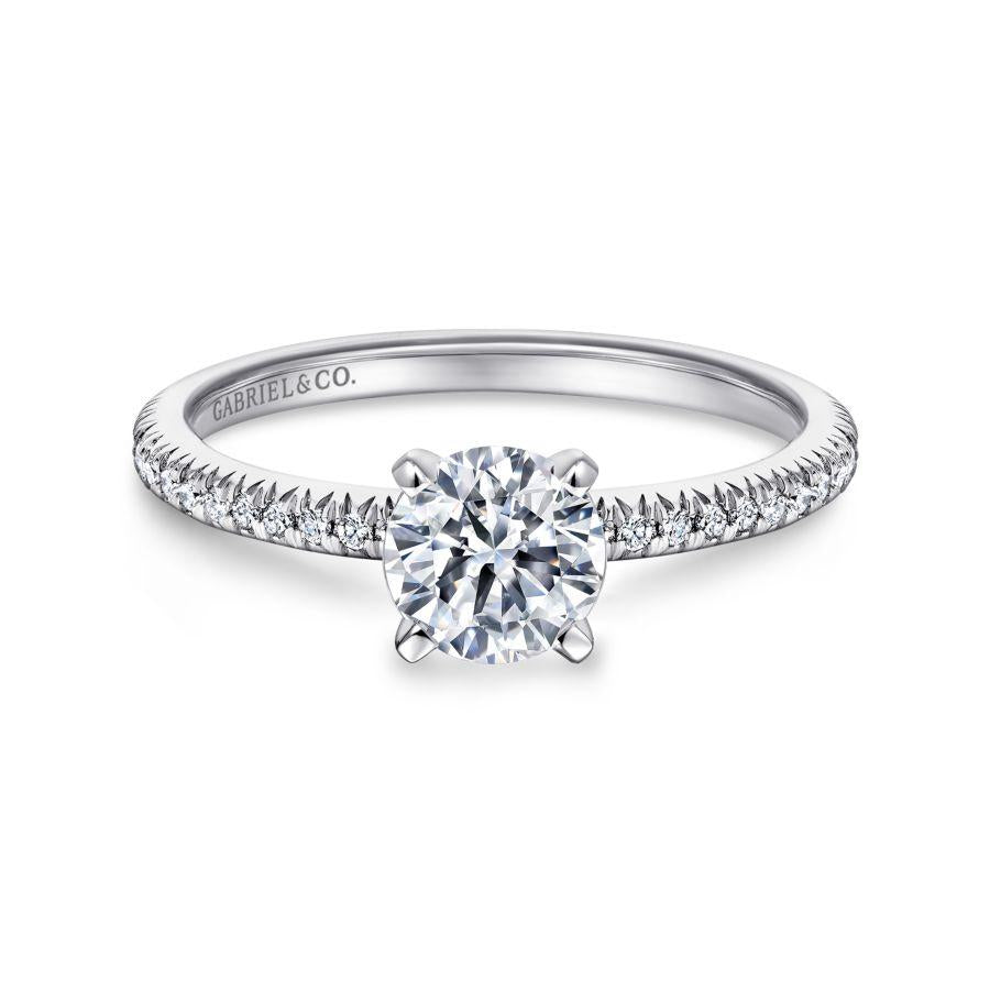 14k white gold round diamond engagement ring