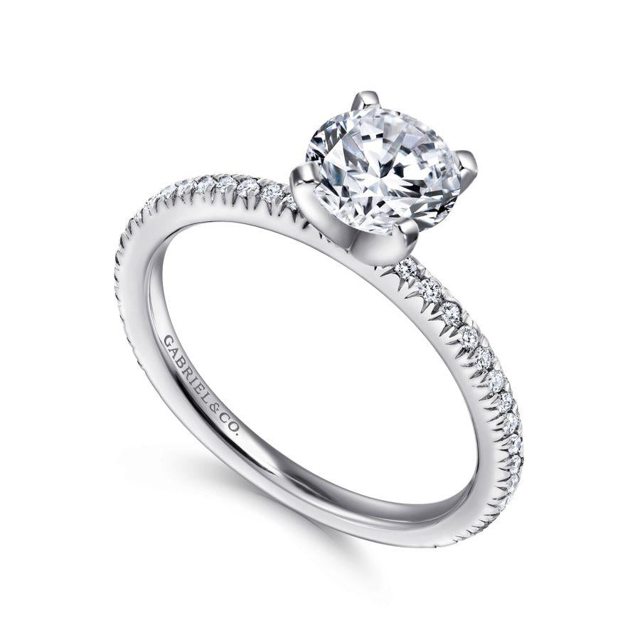 14k white gold round diamond engagement ring