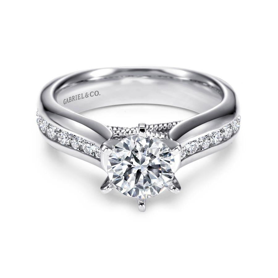 14k white gold round diamond engagement ring