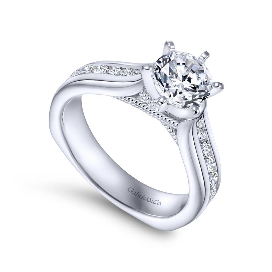 14k white gold round diamond engagement ring